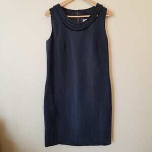 LK Bennett Linen-Silk Blend Sheath Dress Size 8 Sleeveless Career Quiet Luxury